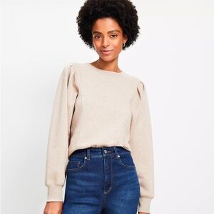 COPY - Loft pink sweatshirt puff sleeve pleated